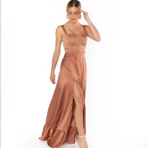 Show Me Your Mumu Clarissa Corset Dress Womens Medium Copper Luxe Satin Bridal